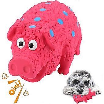 Squeak Toy Chew Dog Pig Interaktiv tandbørste til mellemstort stort kæledyr (rødt, prikket)