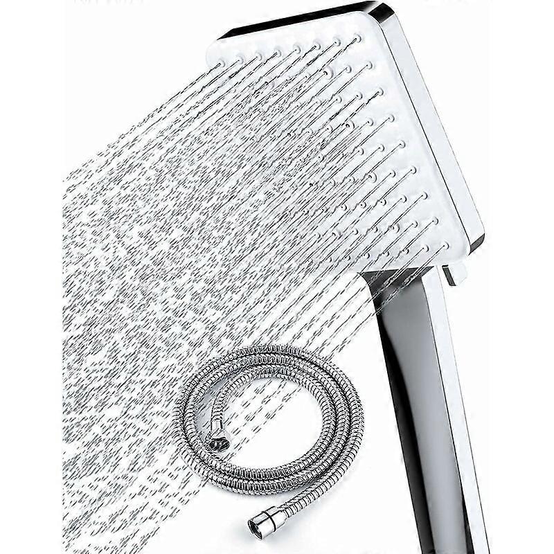 High pressure shower head with 1.5m hose - 6 spray modes - Chrome