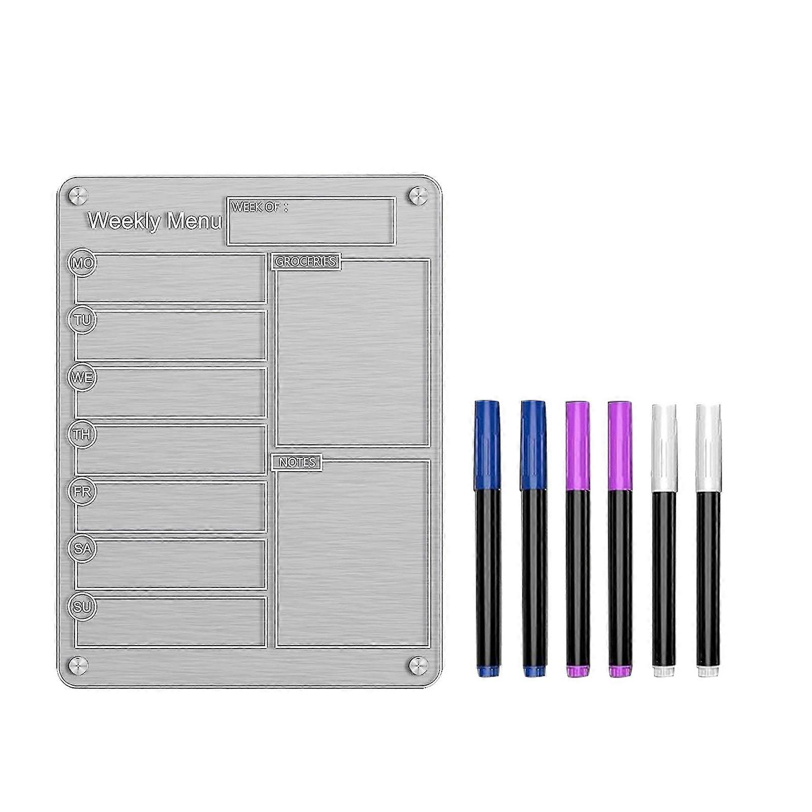 Magnetic Note Board Clear Dry Erase Planner Transparent Reusable Meal Planning Board with 4 Magnet Stickers Easy Clean Nanofilm Surface Notes List Whi