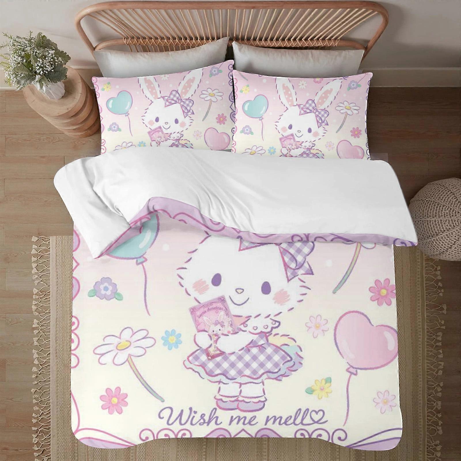 v6103 Povlečení Povlečení Wish Me Mell 3-dílná sada povlečení1 povlak na přikrývku +2 povlaky na polštáře pro děti Chlapci Dívky Dospělý Kreslený Teplý Roztomilý Módní Dovolená Pre