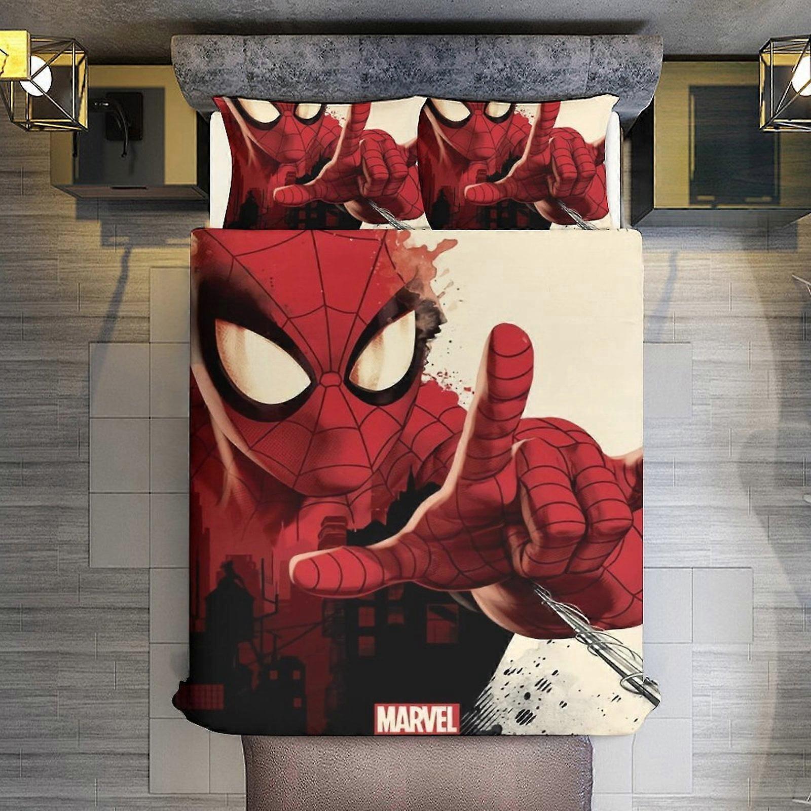 v630  Bed Sheets Bedding Universe Spider-Man Spidey 3 Piece Sets Full/Queen Size - Reversible Microfiber Quilts with 2 Shams Soft Lightweight Bedsprea