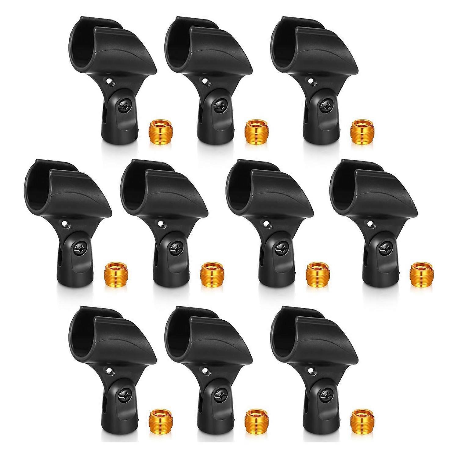 10 Pcs Microphone Clip Holder with 10 Pcs Nut Adapter, Adapter for Performance, Demonstration, Podc