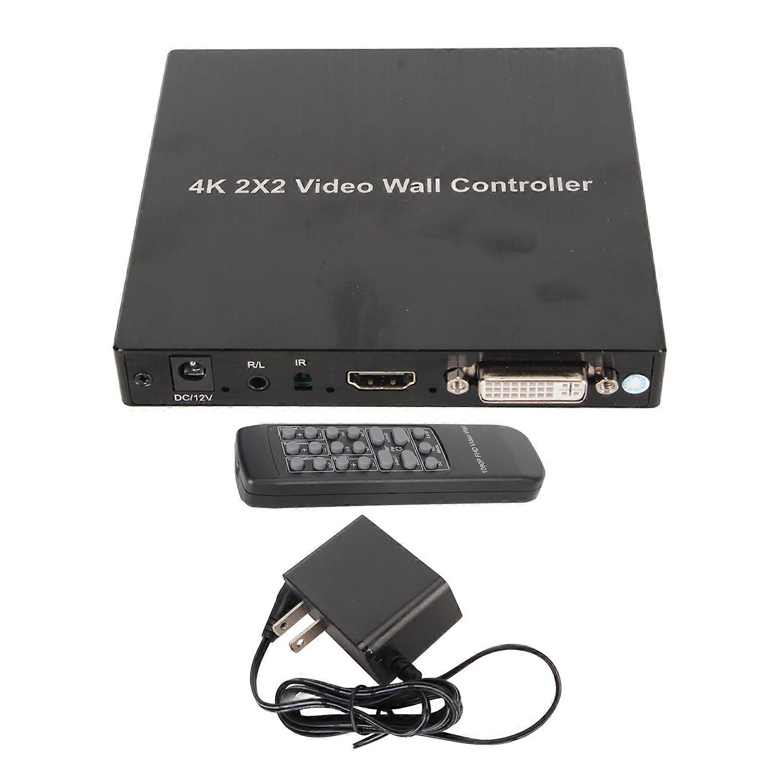2x2 TV Splicer 4K 1 Input 4 Outputs 180 Degrees Rotatable TV Video Wall Controller for Television 100?240V US Plug