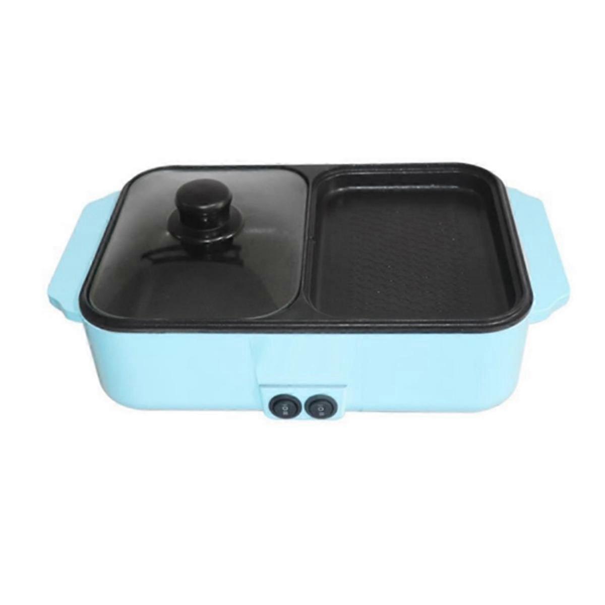 2-in-1 Indoor Non-Stick Electric Hot Pot and Frying Pan Portable Electric BBQ Grill for Indoor Fami