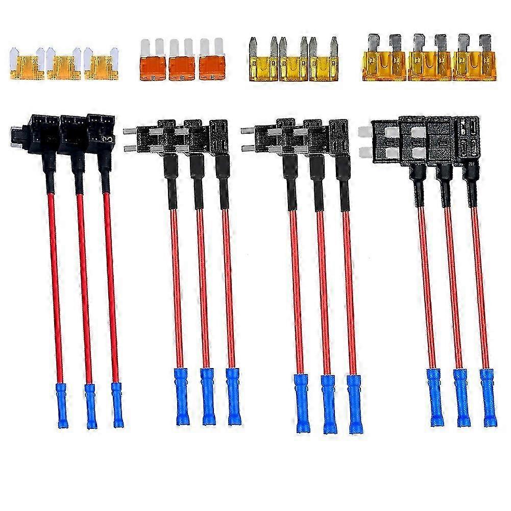 4 Types 12V Add-A-Circuit Adapter and Fuse Kit,Fuse Tap Fuse Holder with MICRO2 Mini ATC ATS Low Pr