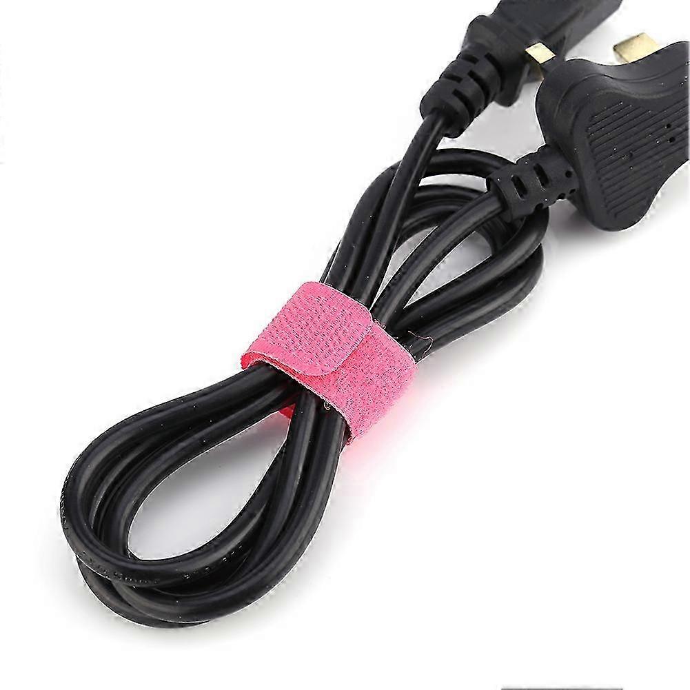 50pcs/lot Reusable Wire Organiser Cable Holder Tape Ties Cord Lead Straps Pink