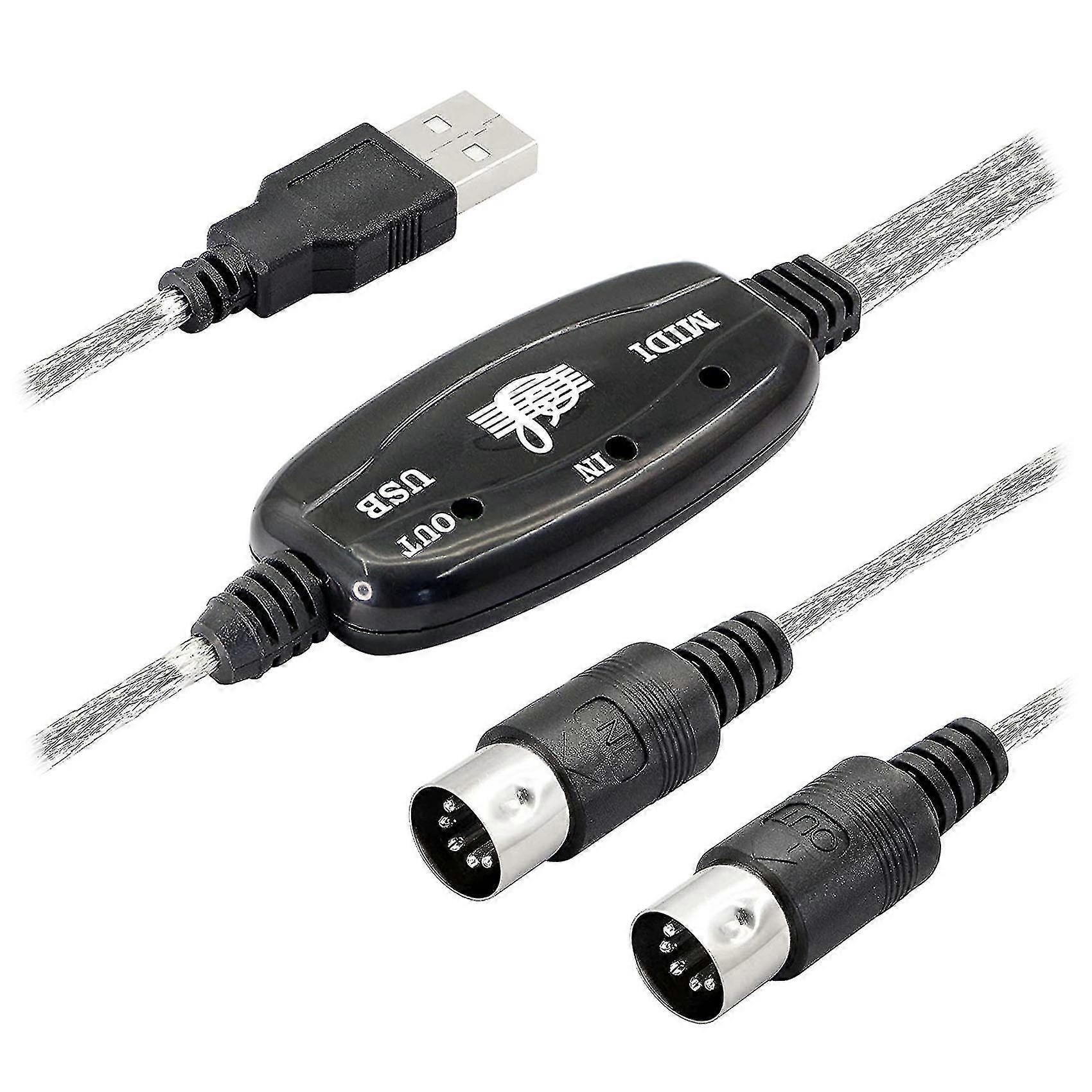 Usb Midi Cable Adapter, Usb Type A Male To Midi Din 5 Pin In-out Cable Interface With Led Indicator