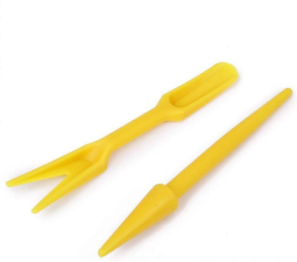 ミニシードプランティングディバーショベル苗植え移植器プラスチック移植シャベルガーデン植え付けハンドツールイエロー2pcs
