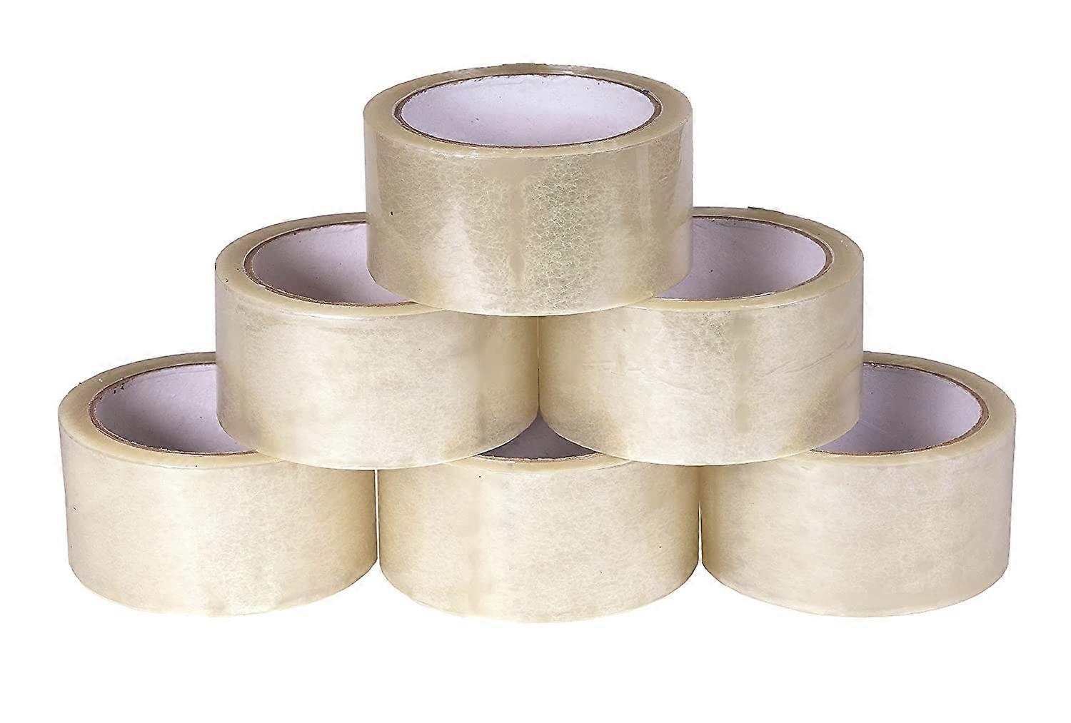 Packing Tape 6 Rolls Standard Carton Packing Tape 60m Long 48mm Wide Transparent Packing Material for Parcel and Cardboard