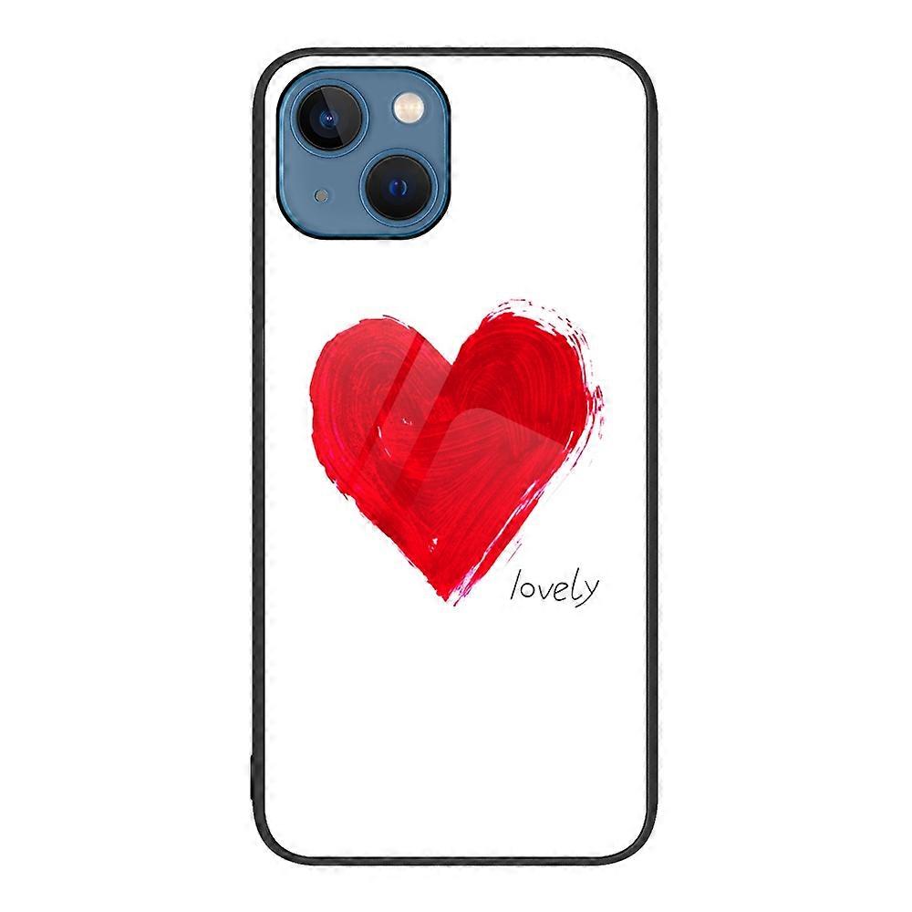 For iPhone 14 Plus Colorful Painted Glass Phone Case