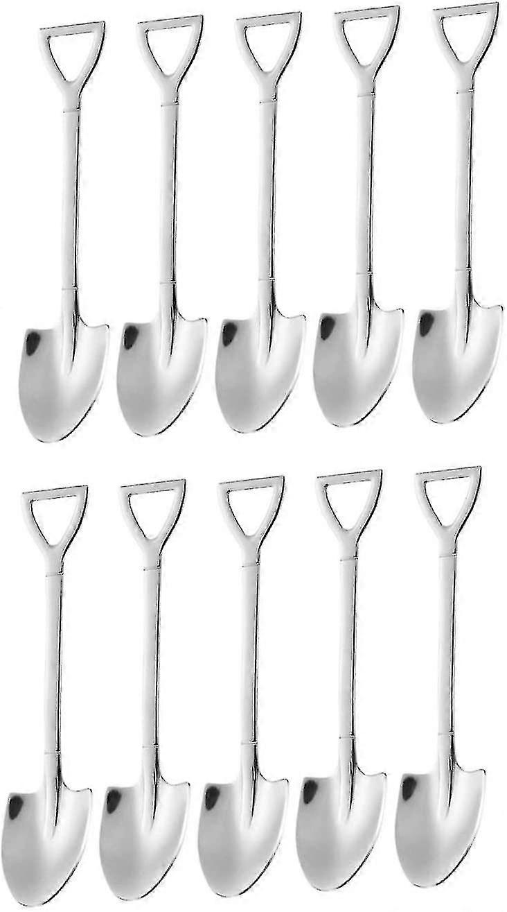 10パックデザートスプーン6インチシャベル形状ステンレススチールスプーンアイスクリームフルーツスプーンホームキッチン用