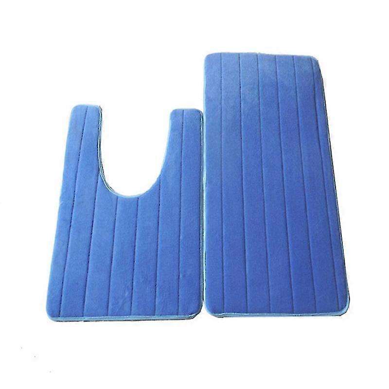 2pcs/set Ground Mat Memory Foam Water Absorption Anti-slip Mats For Bathroom_Feb