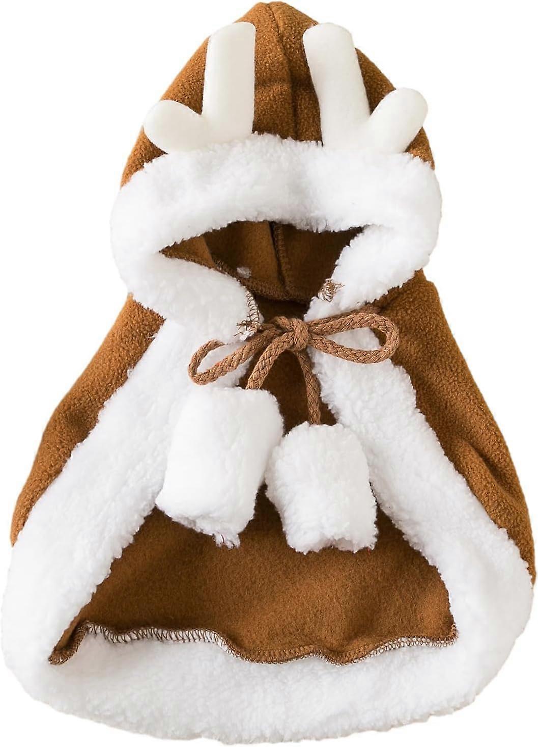 (21*29*24cm)Pet Fleece Christmas Cape with Hat Hooded Christmas Cloak for Cat Adjustable Christmas Costume for Cat Puppy Costume Winter Clothes for Do