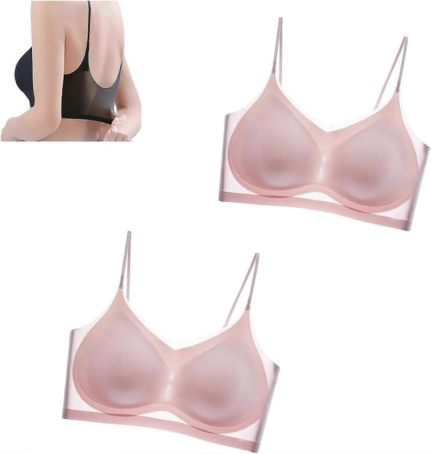 2pcs Summer Seamless Ultra Thin Ice Silk Comfort Bra In Plus Size,ultra Thin Ice Silk Bra Breathable Seamless Bra