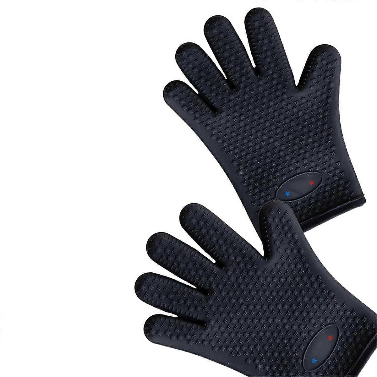 Silicone Oven Mitt Gloves - Heat Resistant Bbq Gloves with Fingers for Grilling or Smoker Pit, Easy