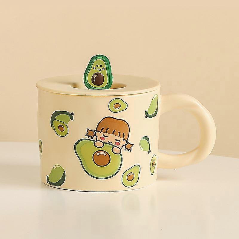 Adorable Fruit-themed Mug 12oz Ceramic Coffee Cup Microwave And Dishwasher Safe Cute Fruit Pattern White Handle