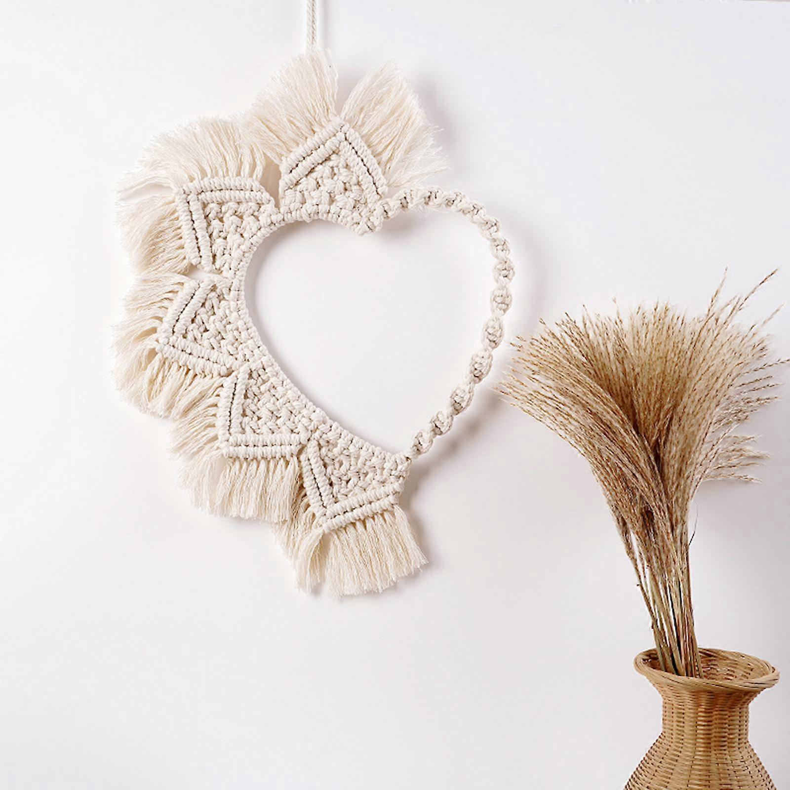boho hjerte makrame billedvev håndvevd drømmefanger dusk billedvev veggheng for leilighet barnehage kunst sovesal dekorasjon