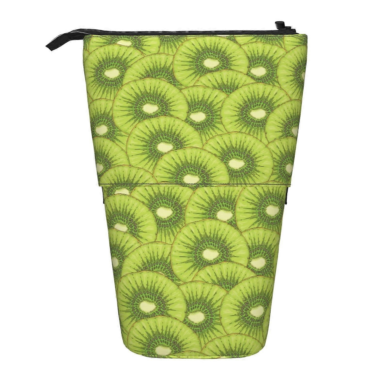 الكيوي الفاكهة الأحمر شريط نمط مقلمة الوقوف حقيبة قلم رصاص تلسكوبي مقلمة مع سحاب حقيبة ماكياج محمولة