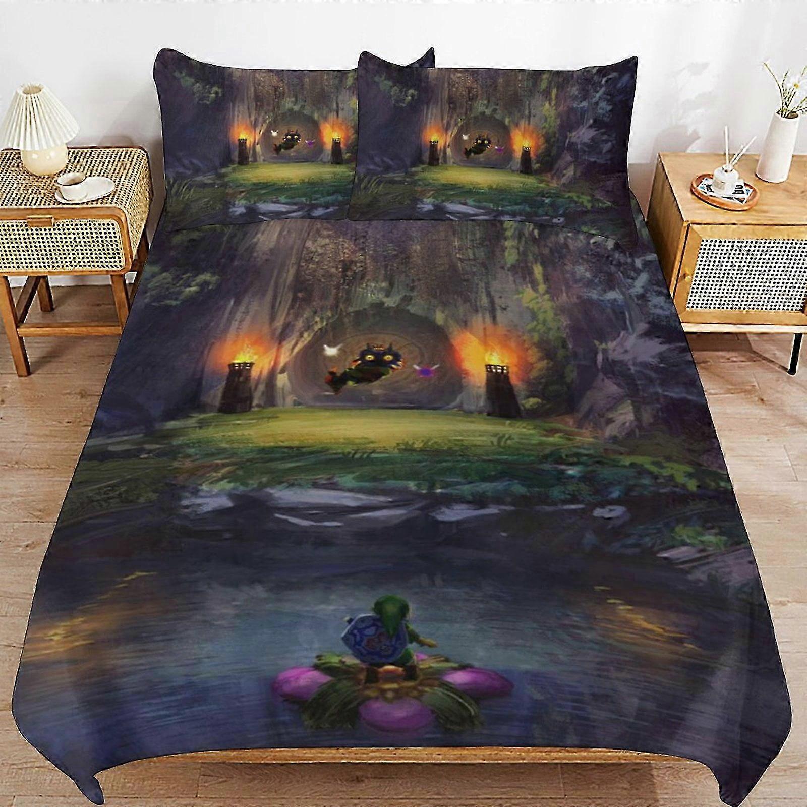 Bed Sheets The Legend of Zelda Comforter Set 3 Pieces Quilt Cover Set Soft Bedding Sets for All Seasons (1 Comforter 2 Pillowcases)