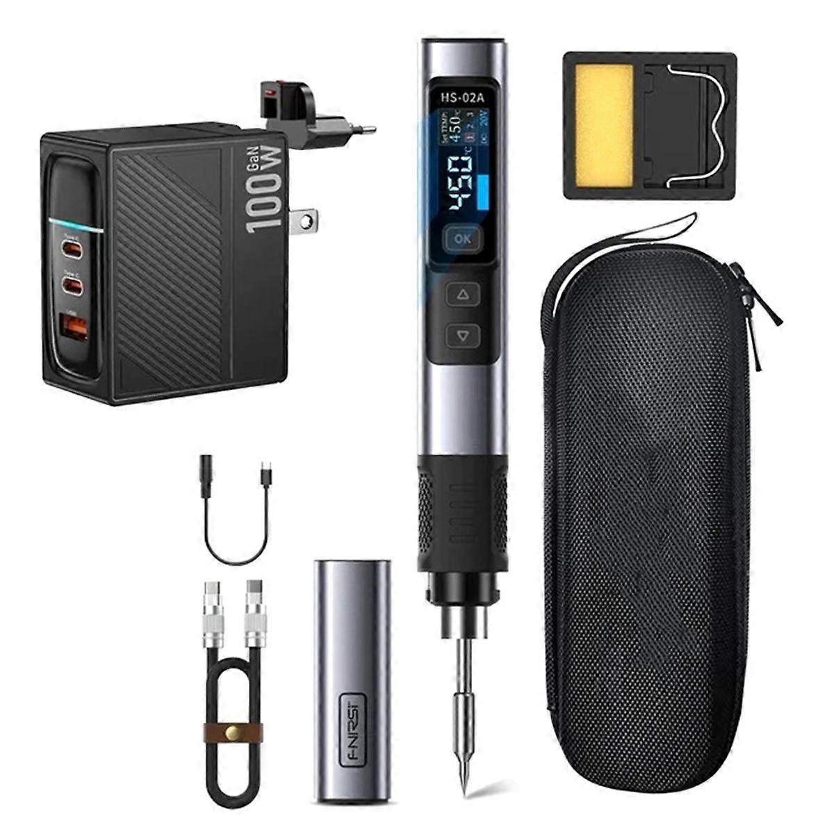 -02A Djustable Temperature Soldering Iron 100-450 PD 100W Portable Repair Tool EU PLUG