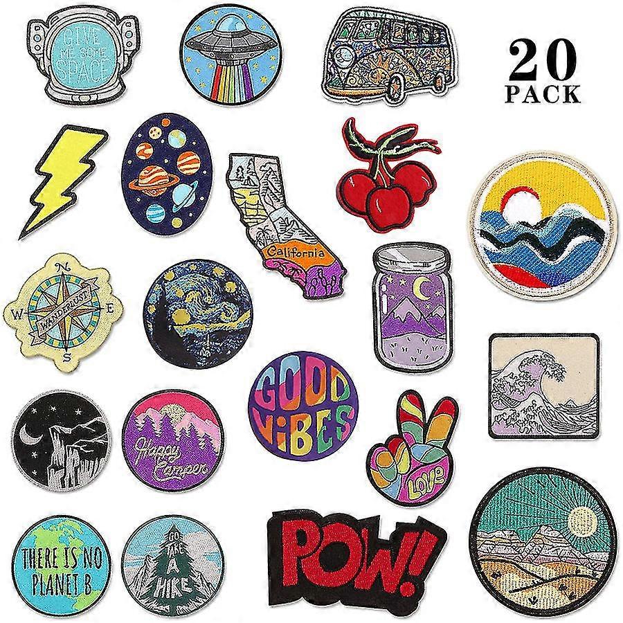 Set Of Large Assorted Aesthetic And Cool Outdoors Iron On Patches For Jackets Backpacks Jeans And Clothes | Each Embroidered Patch Is Durable And Stic