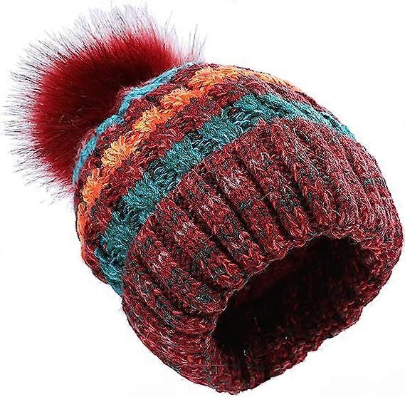 Dames muts muts imitatiebont Pom Pom muts Winter hoed