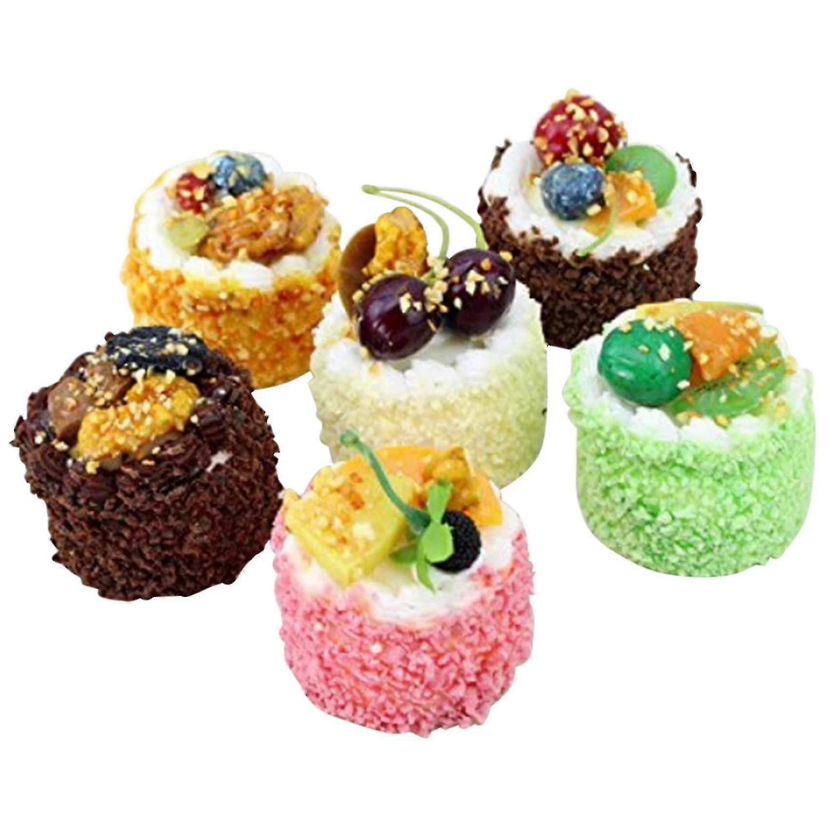 6pcs Artificial Cake, Cake Bread Model Home