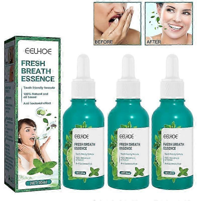 3pcs Mauvaise Bouche Odeur Enlever Gouttes Menthe Douce Bouche Goutte 30ml Cool Mint Essence De Soins Bucco-Dentaires Pour Se Débarrasser De La Mauvaise Haleine Combattre La Mauvaise Haleine