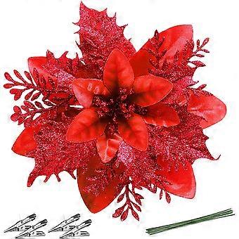 Knstliche Weihnachtsstern Weihnachtsblumen Dekorationen Glitzer  Weihnachtsblumen Weihnachtspicks Baumkrnze Neujahr Hochzeit Party  Ornamente (rot) | Fruugo DE