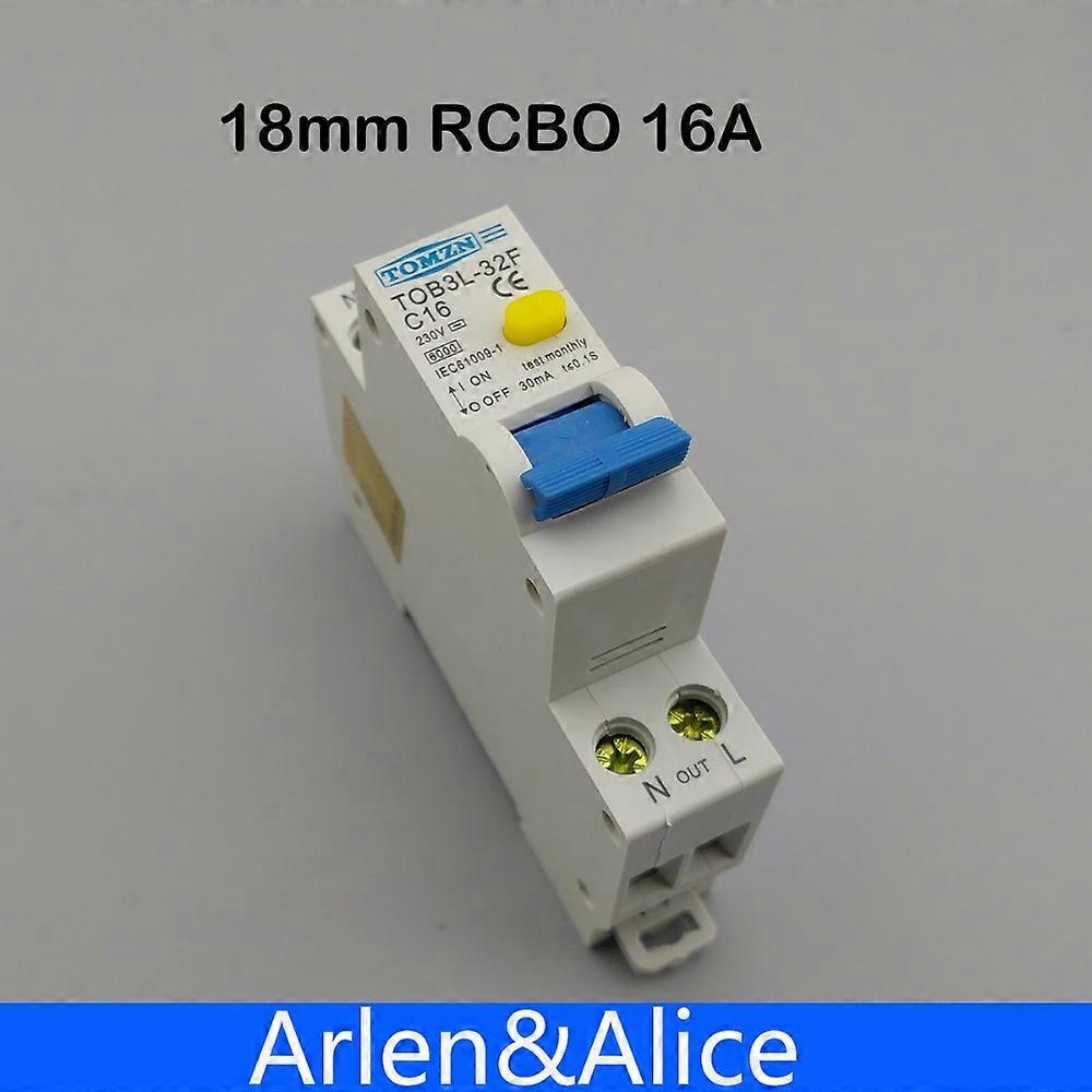 TOB3L-32F 18MM RCBO 16A 1P+N 6KA Residual current Circuit breaker with over current and Leakage protection RCBO