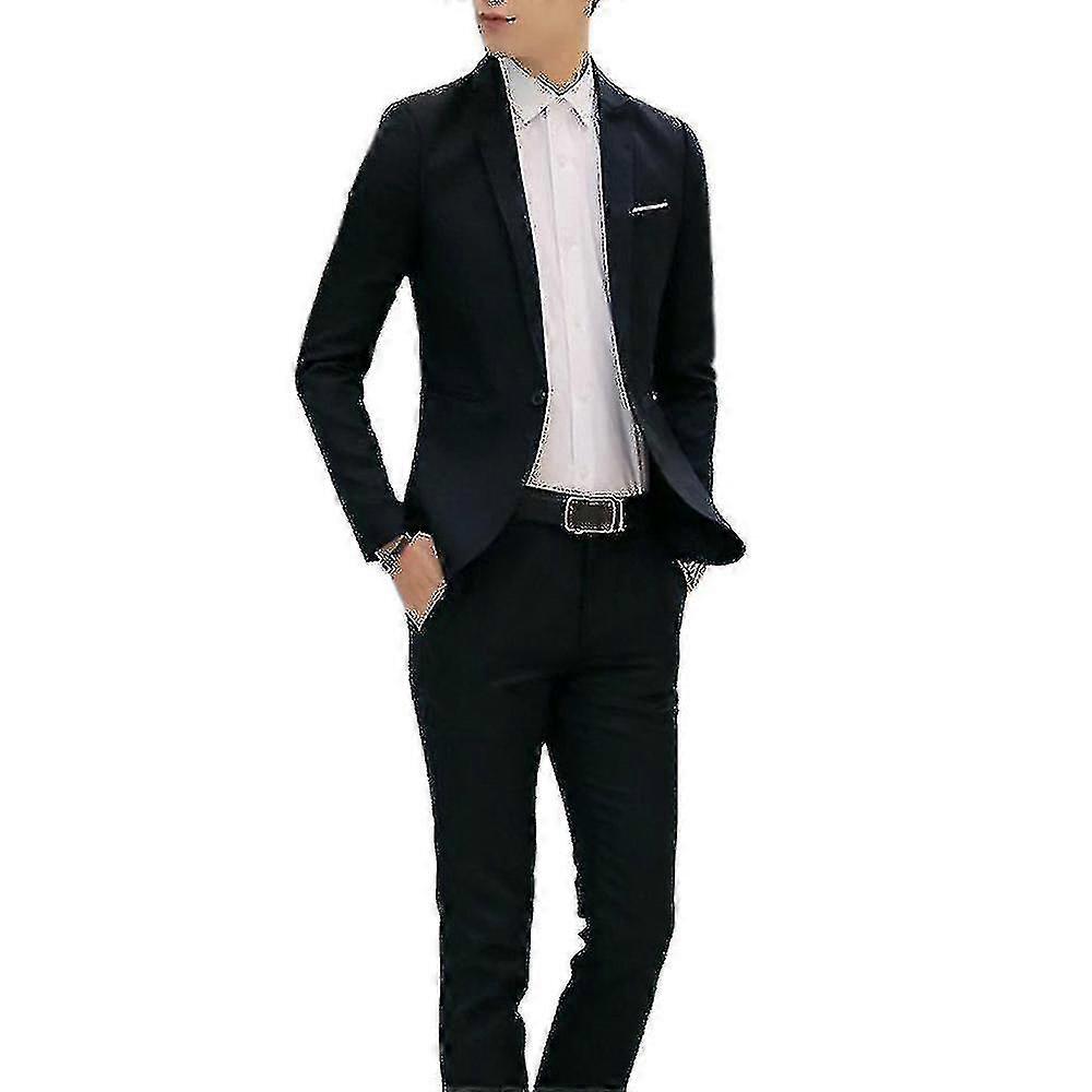 Men Business Formal 2 Pieces Tuxedo Suit Blazer Jacket + Trousers Set