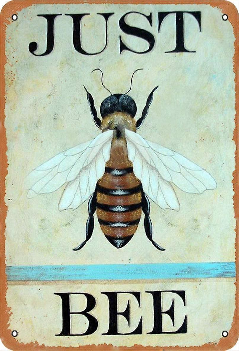 レトロヴィンテージジャストビーメタルブリキ看板ホームバーカフェレタウラント壁の装飾看板12x8インチ