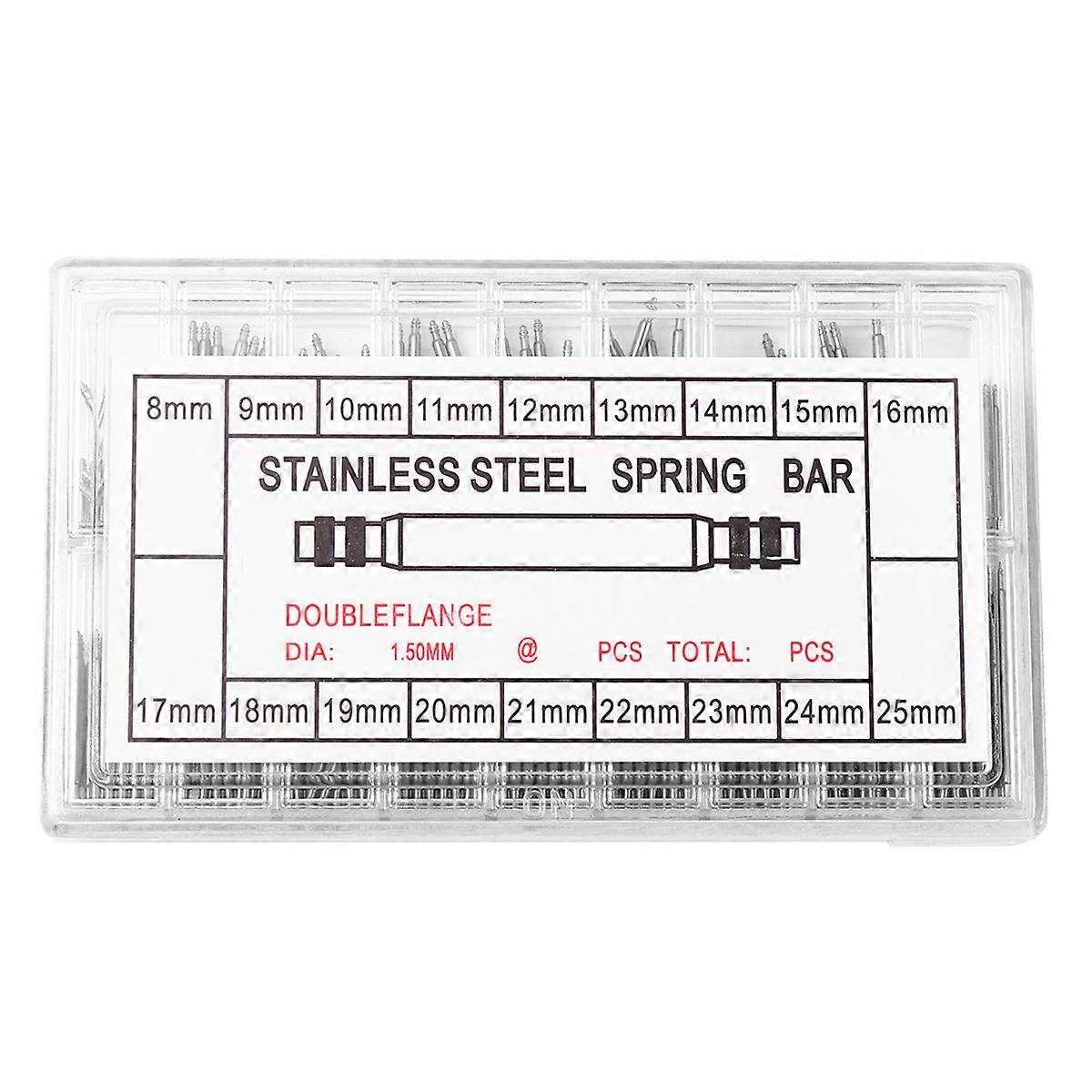 1 مجموعة من مجموعة أدوات إصلاح الساعات المتينة حقيبة ساعة حزام حزام الربيع بار ربط أداة مزيل دبوس لصانع الساعات المنزلي 8 مم -25 مللي متر فضي