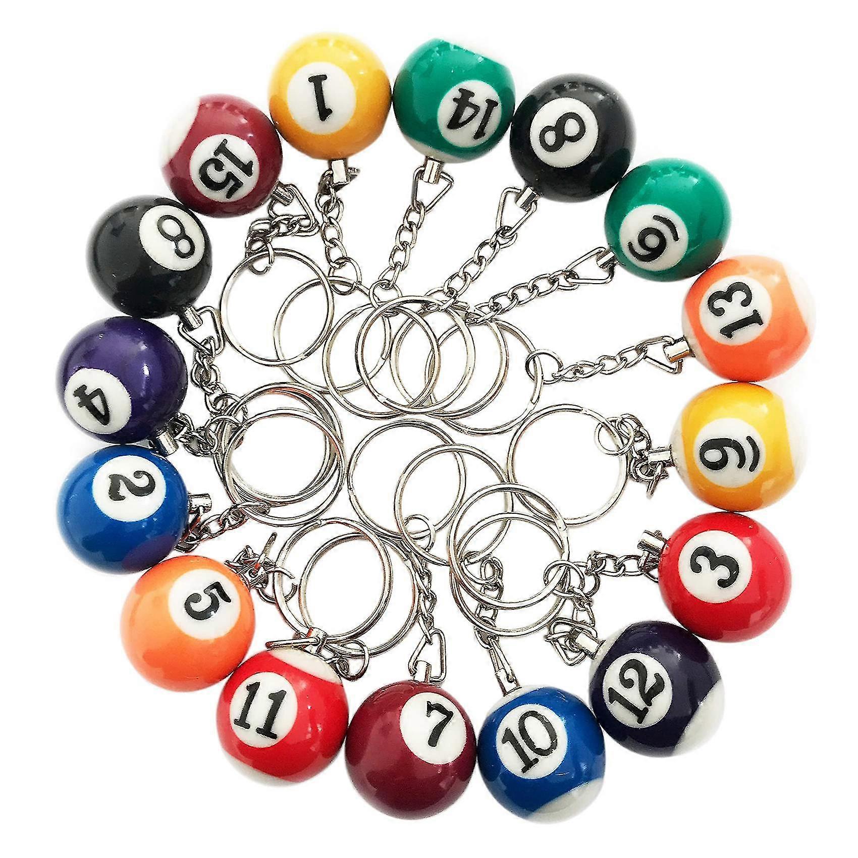 Colorful Billiard Ball Keychain Set 16 Pcs,mini Magic Key Chain Balls