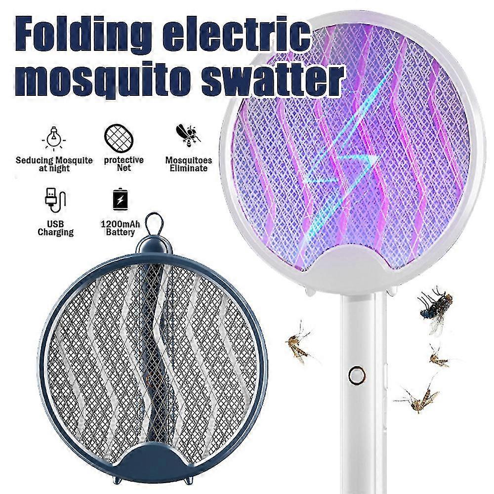 Foldable Electric Fly Insect Zapper Bat Uv Trap Racket Swatter Mosquito Wasp Pest Killer Usb Rechargeable