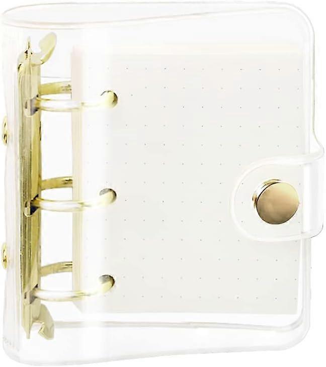 ar Mini 3 Ring Binder Cover Soft PVC Refillable Notebook Binders Gold Round Ring Loose Leaf Folder with 80 Sheets Mini Planner Refill Paper (Dot Page,