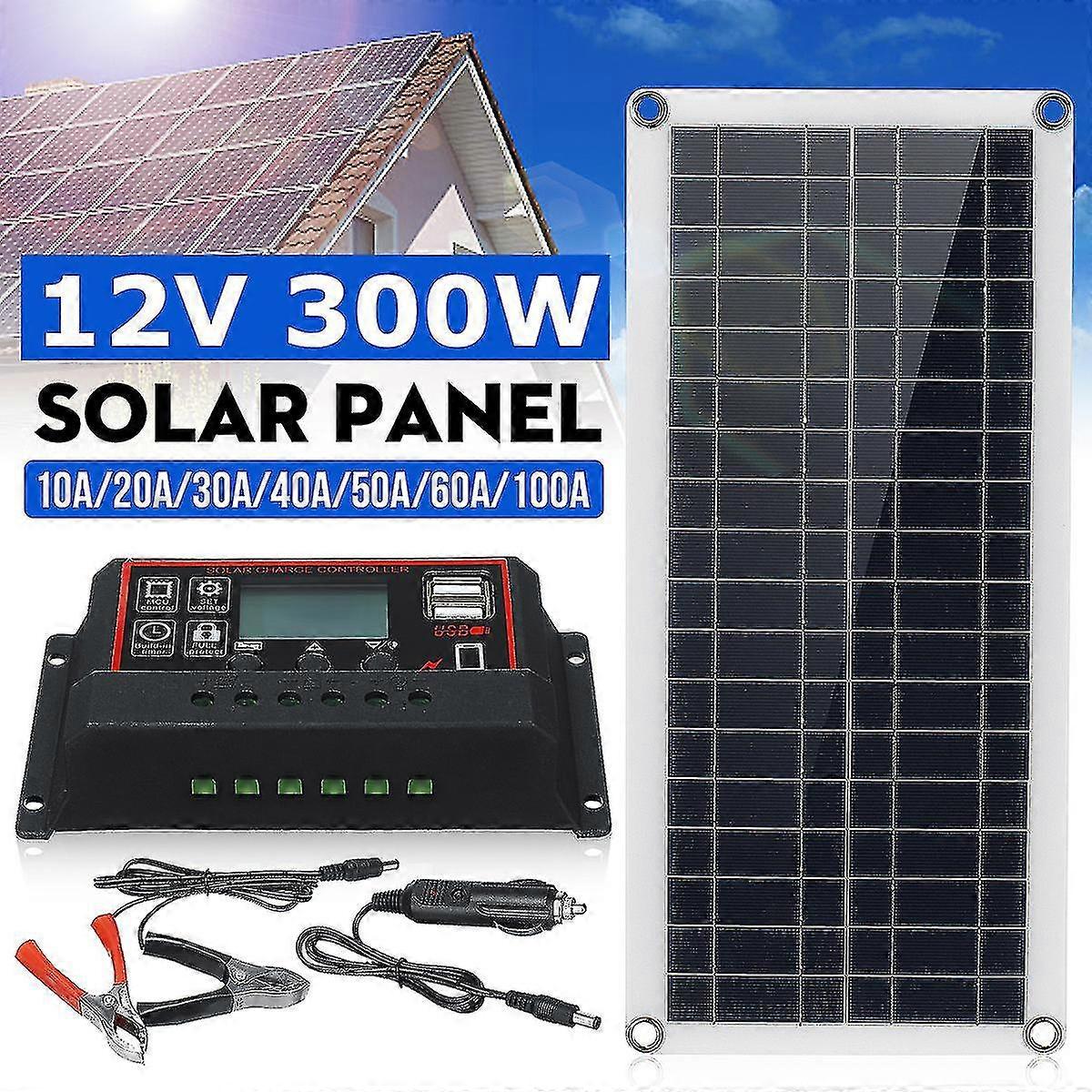 300w solpanel kit 12v Charr 40-100a Husvagn Båtbil