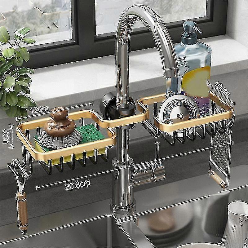 Rotatable Large Capacity Sink Caddy Organizer Rust Proof Utility Sponge Holder