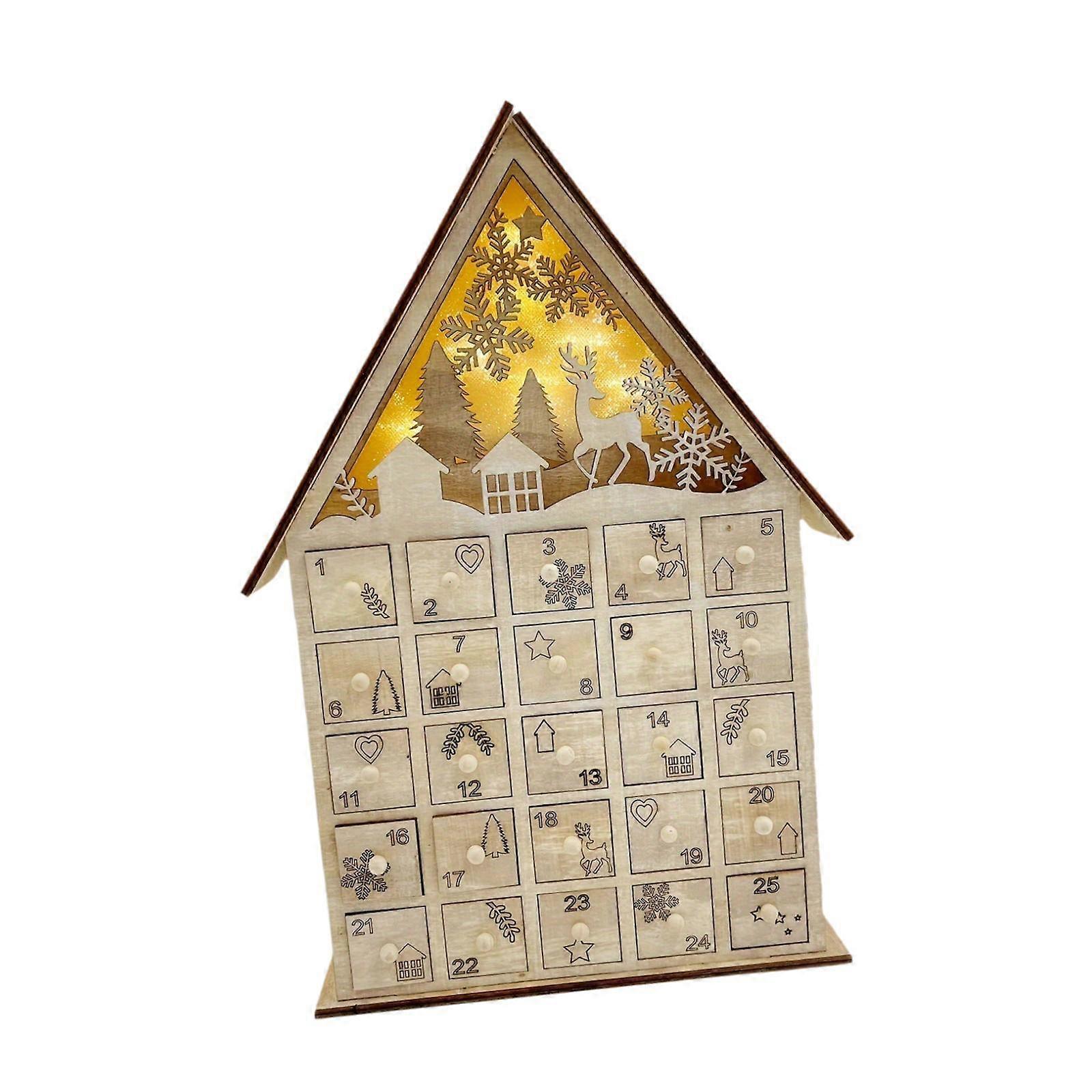 Wooden Advent Calendar 2024 LED Lights DIY for Coffee Table Tabletop Holiday
