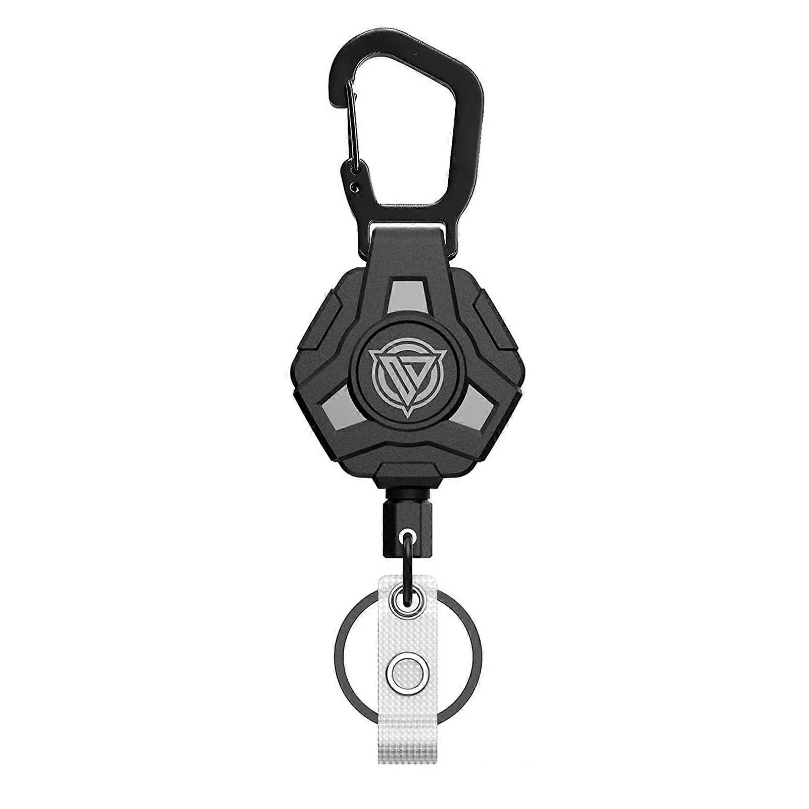 1/2Pcs Polygonal Carabiner Keychain with 60cm Retractable Wire Rope Lobster Clasp Design Easy Key Fixation Climbing Camping Travel Keychain