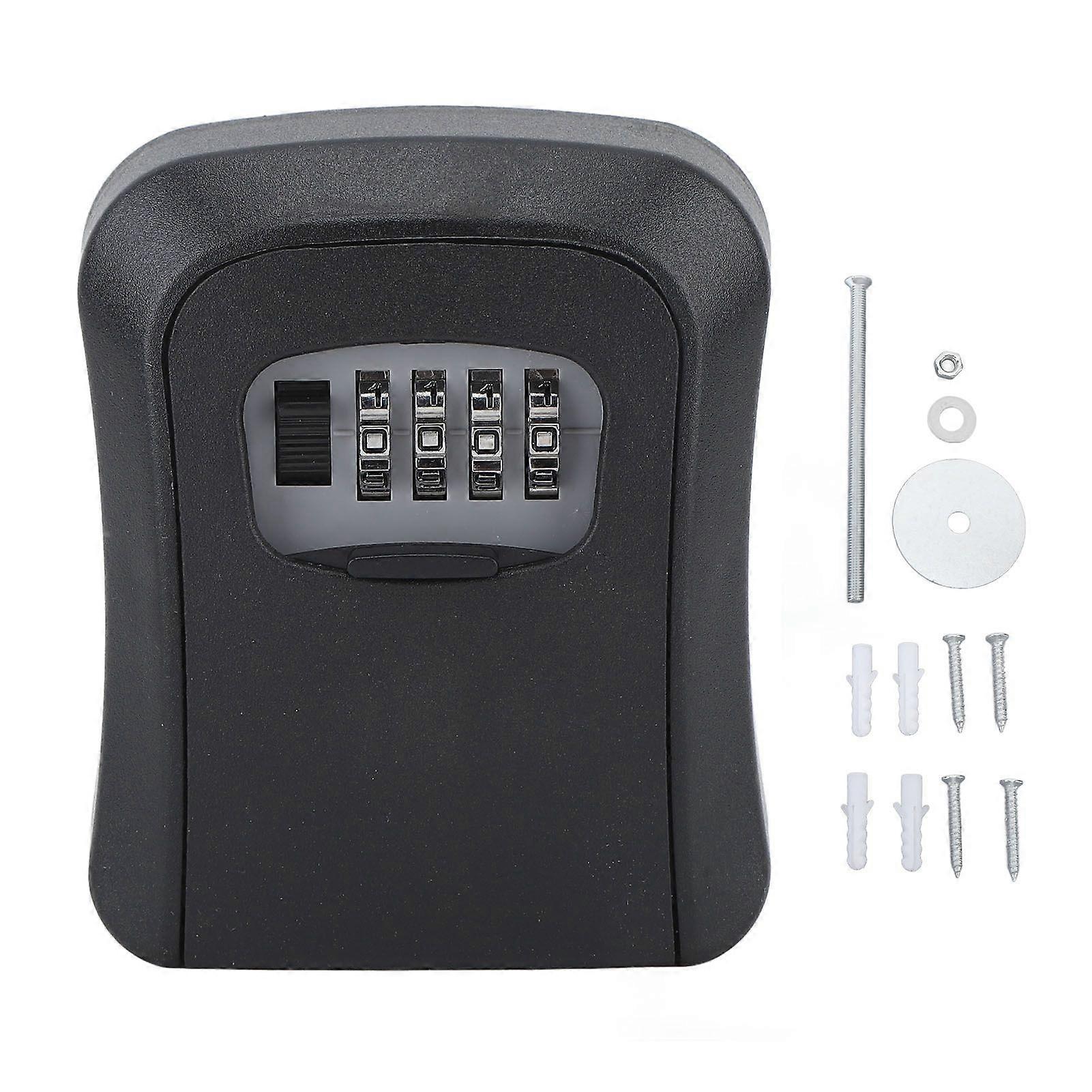 Key Lock Box ABS and Alloy Waterproof 5 Key Capacity Key Safe Lock Box with Sliding Guard for Garage Garden Store Black Semi Alloy
