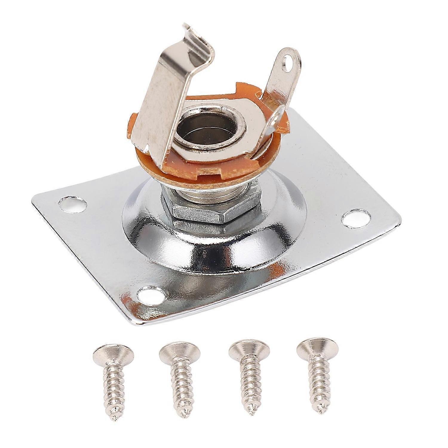 Guitar Output Jack Plate Square Shape Metal Compact Guitar Jack Socket Plate for Telecaster Chromium