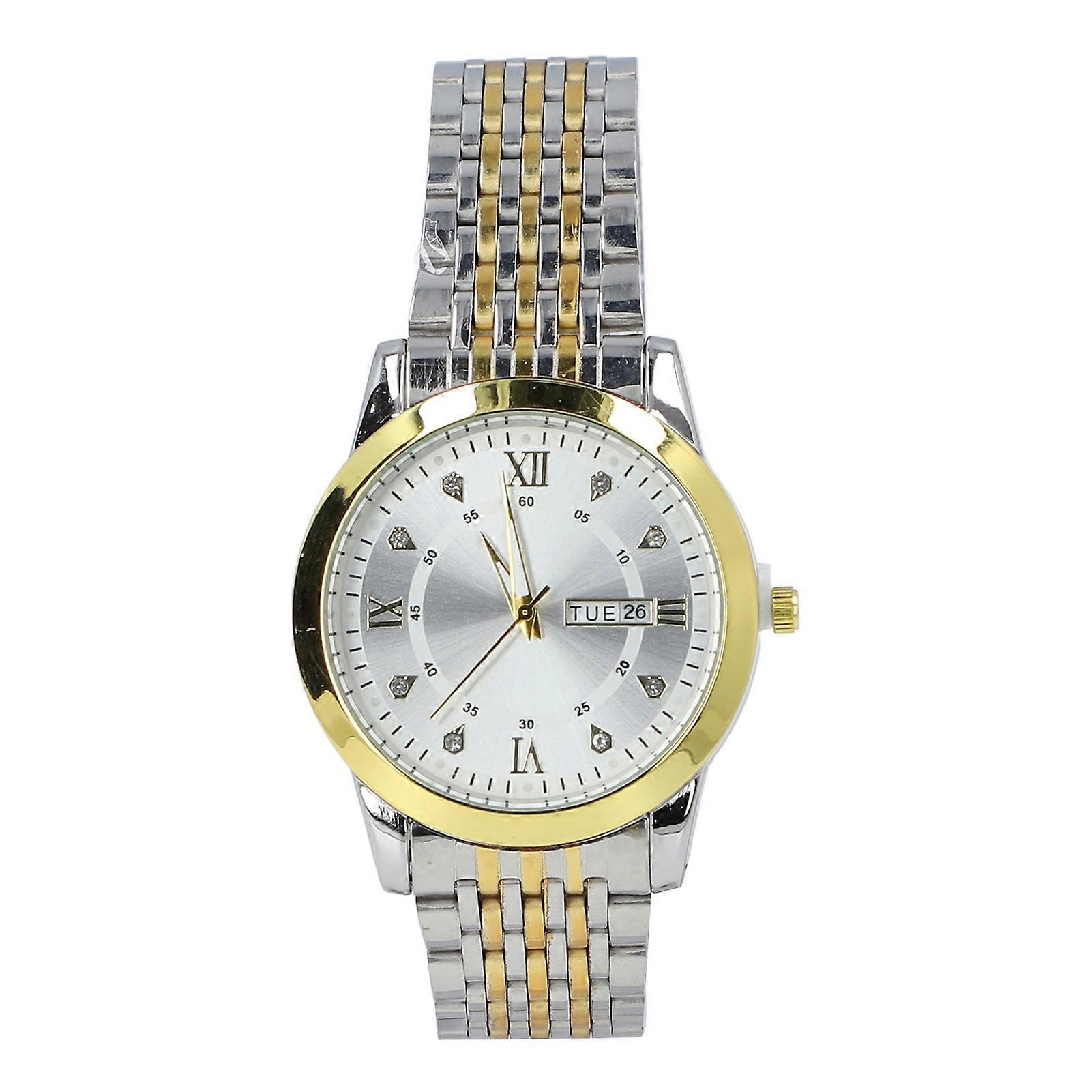White Dial Business Dress Men Watch: Quartz Luminous Date Calendar Chronograph for Casual Daily Wear