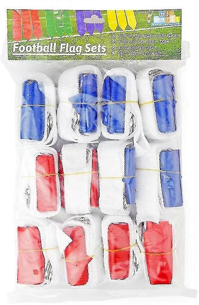 12 Player 3 Flag Football Set - 12 Belts With 36 Flags [ 18 Red Amp; 18 Blue Flags ]