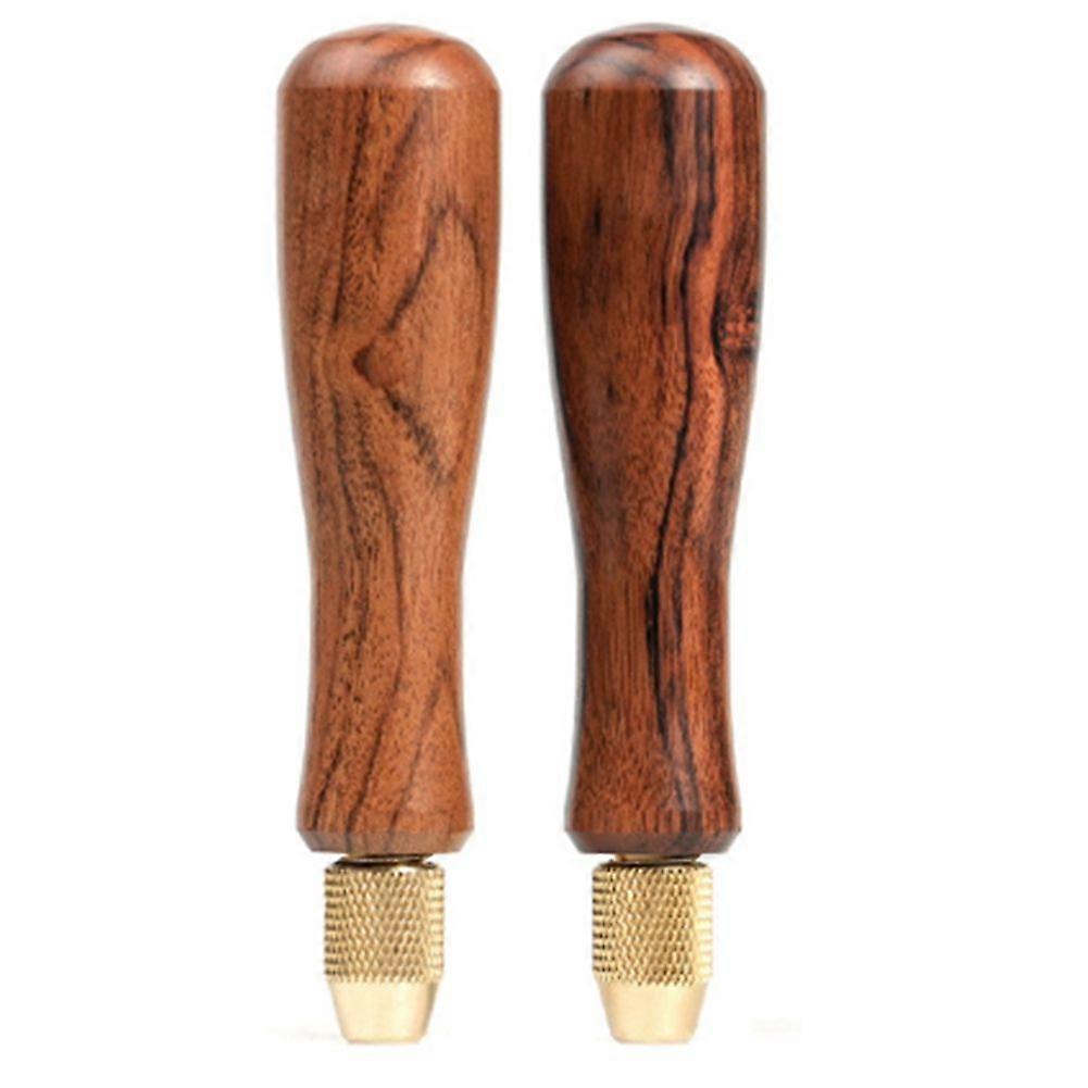 2pcs Wood File Handle Wooden Handles with Brass Collet Chuck for Small Files with A Tang Diameter of 2.7MM-3MM,3.5-3.8MM