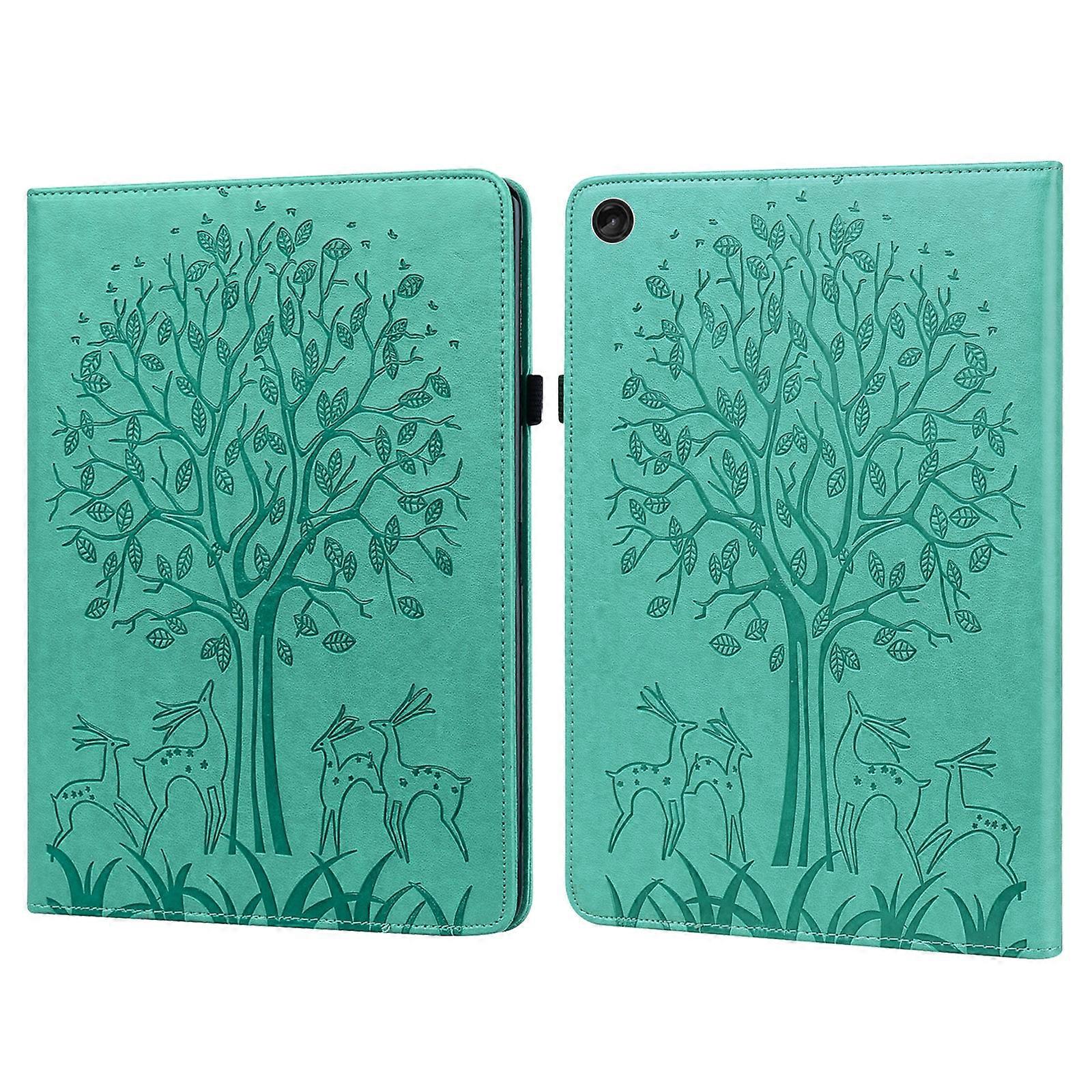 For Lenovo Tab M10 3rd Gen Tree & Deer Pattern Embossed Leather Tablet Case