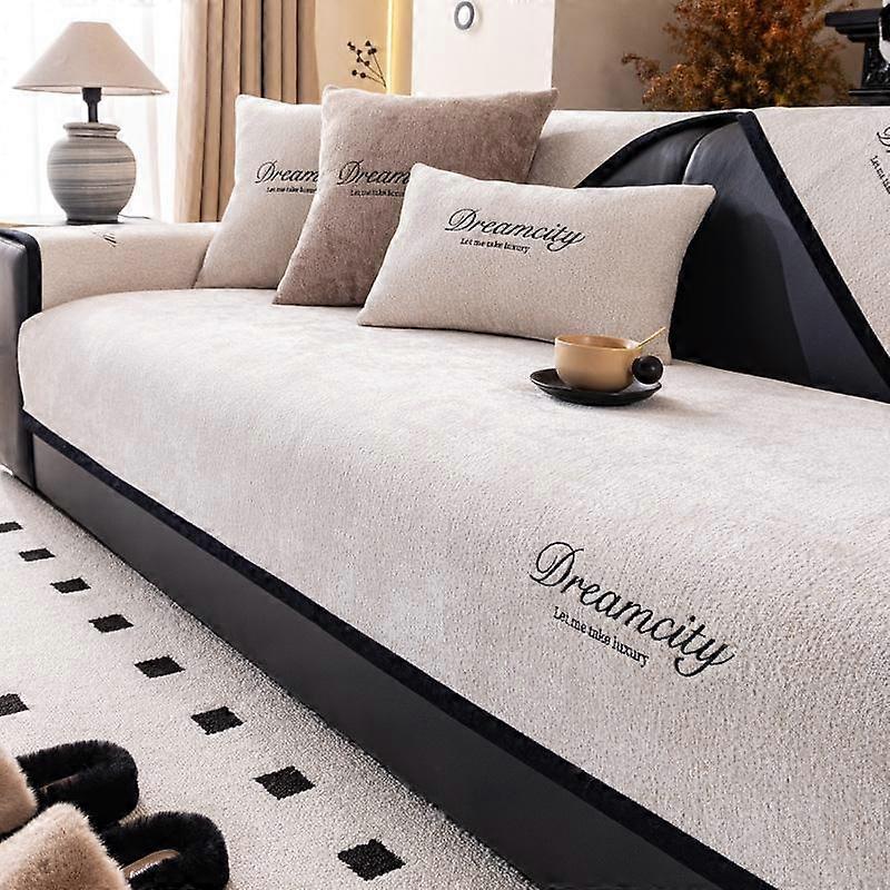Non-slip Chenille Sofa Mat Solid Color Sofas Cover for Living Room Luxury Corner Couch Cushion Seat Pad Home Protection Covers