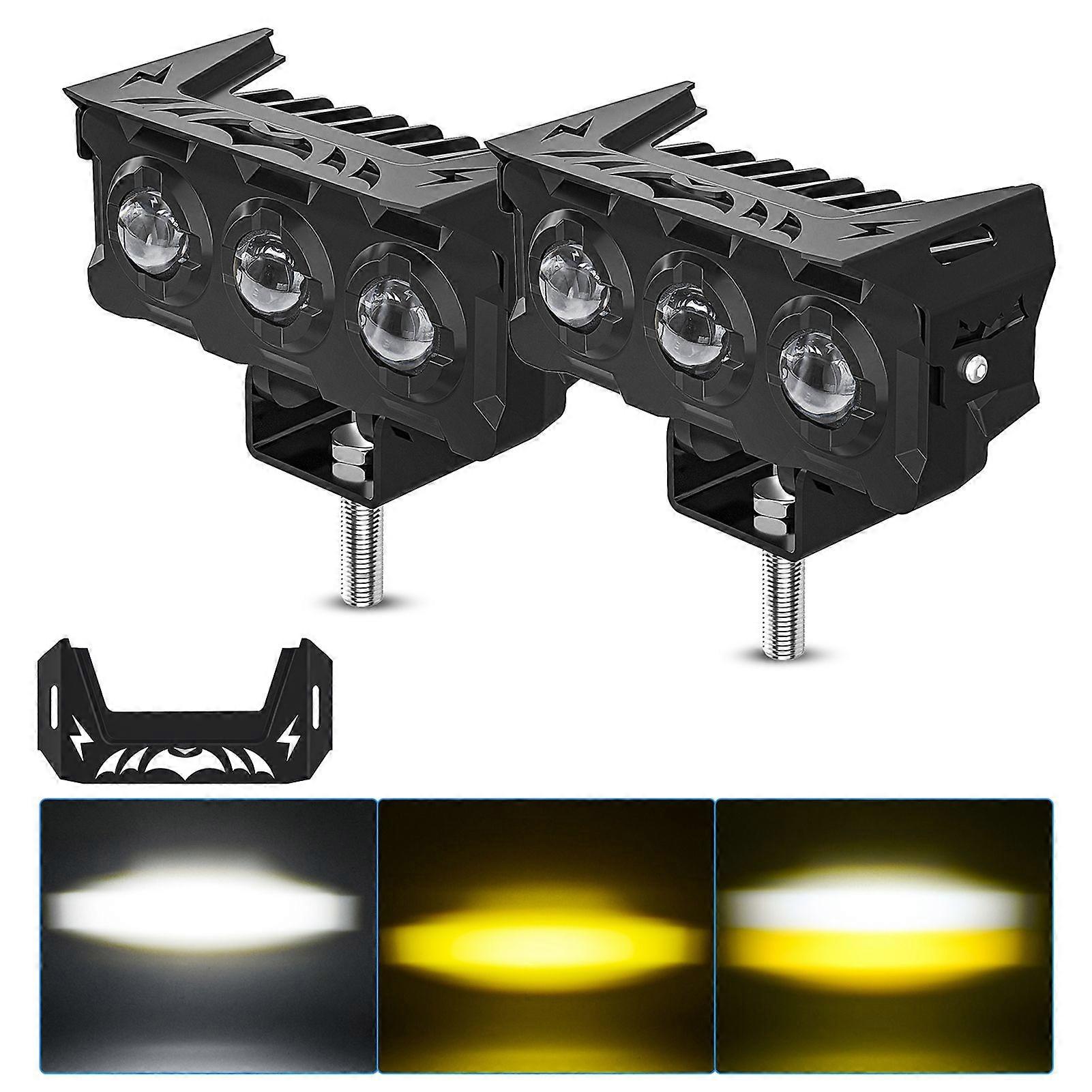 G0035 M6 Batman Motorcycle Spot Light Pair ~ Dual Beam Design, Compact Size, Waterproof for Enhanced Night Riding Safety MK4950
