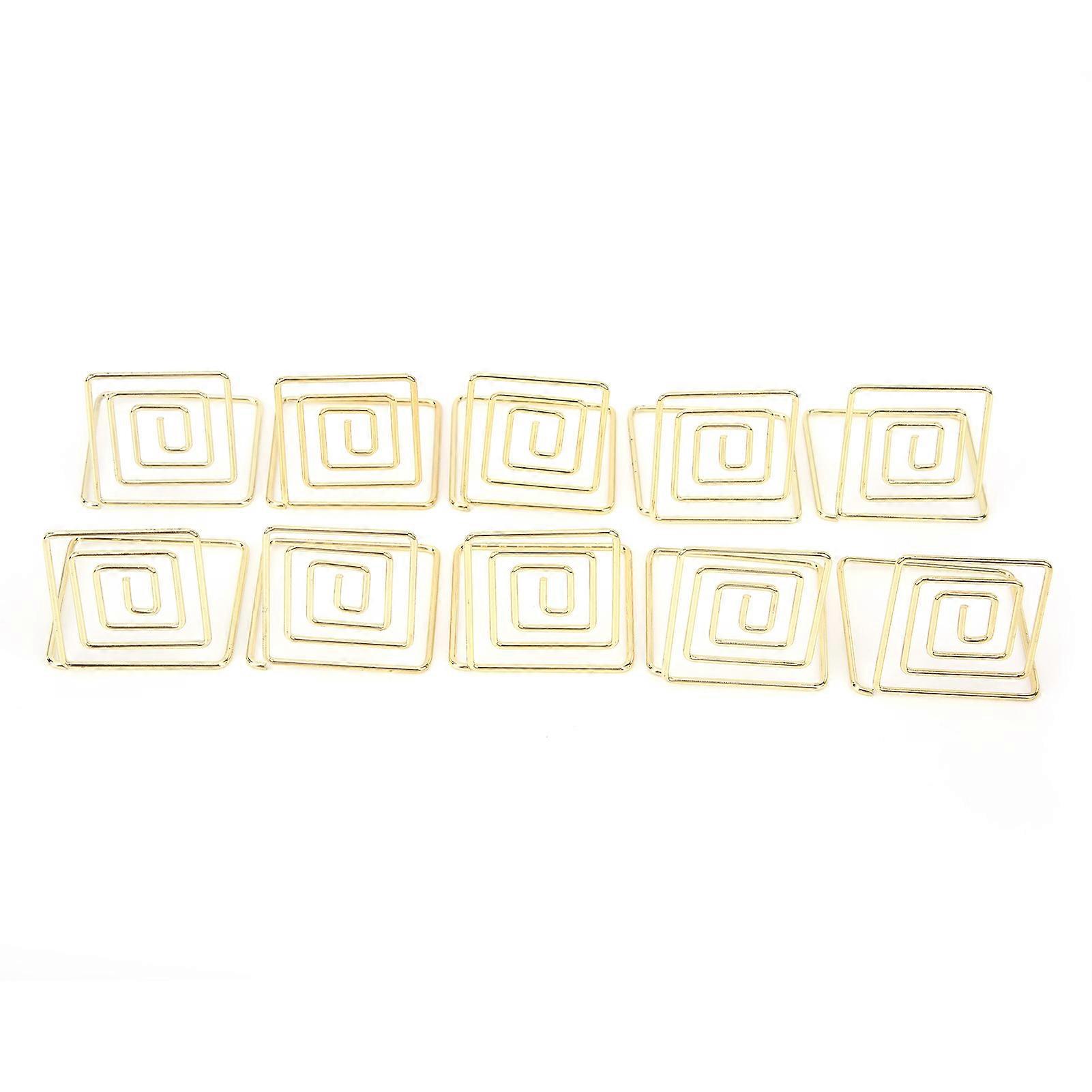 10Pcs Business Card Holder Mini Cute Metal Desktop Message Display Stand for Table Number Photo Memo BanknoteGold