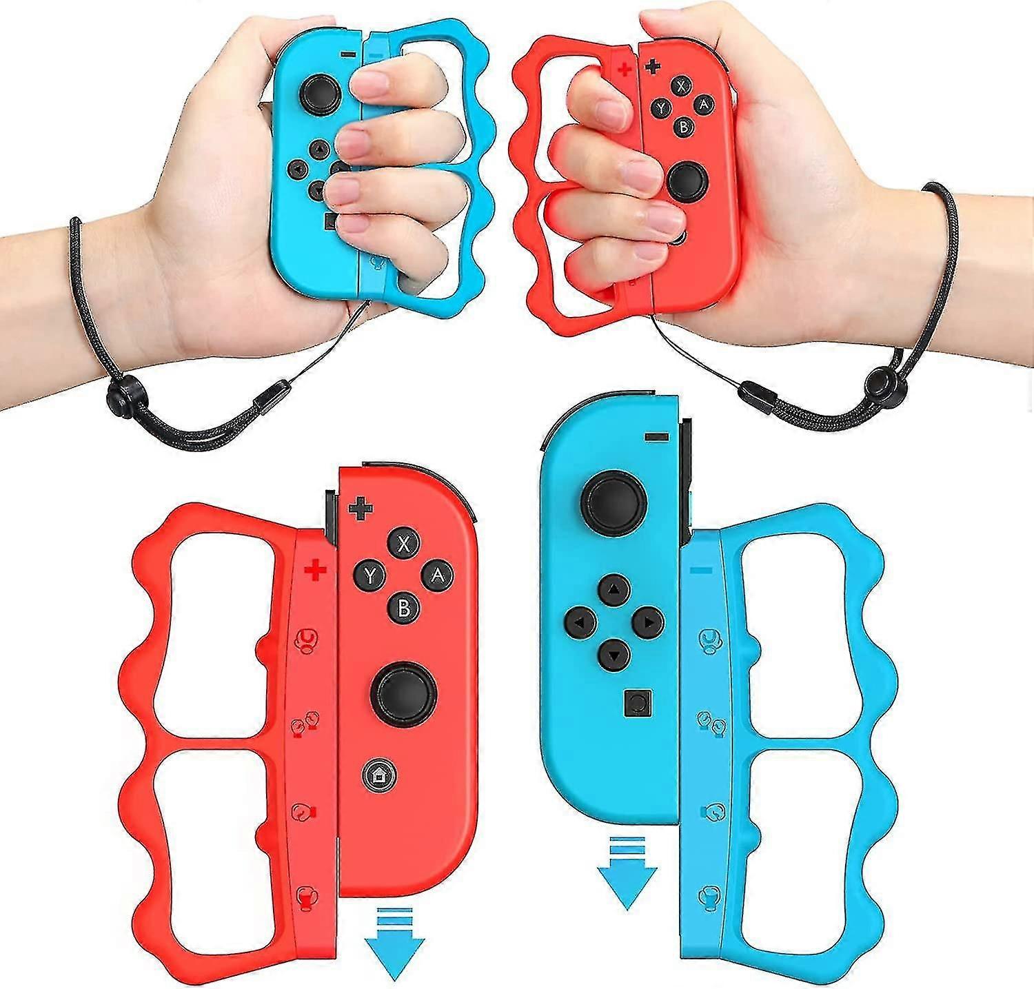 Lot Of 2 Handles For Fitness Boxing, Boxing Handle Compatible With Switch,red + Blue
